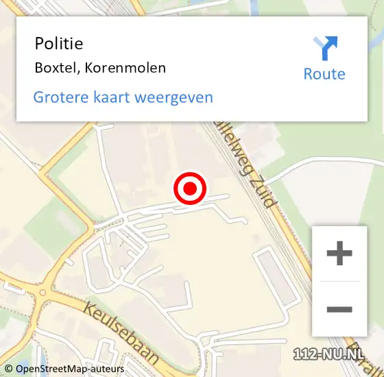 Locatie op kaart van de 112 melding: Politie Boxtel, Korenmolen op 17 januari 2024 13:51