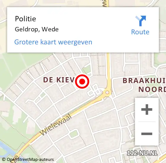 Locatie op kaart van de 112 melding: Politie Geldrop, Wede op 17 januari 2024 13:55