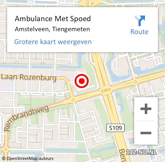Locatie op kaart van de 112 melding: Ambulance Met Spoed Naar Amstelveen, Tiengemeten op 17 januari 2024 13:57