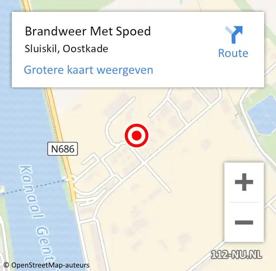 Locatie op kaart van de 112 melding: Brandweer Met Spoed Naar Sluiskil, Oostkade op 17 januari 2024 14:03