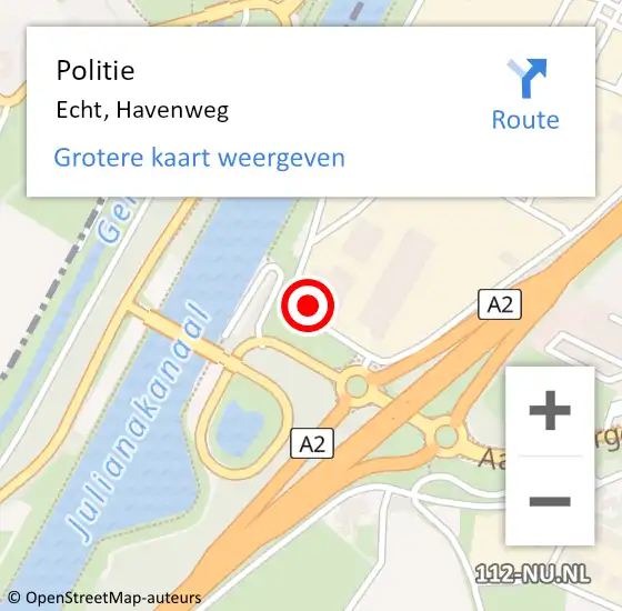 Locatie op kaart van de 112 melding: Politie Echt, Havenweg op 17 januari 2024 14:04