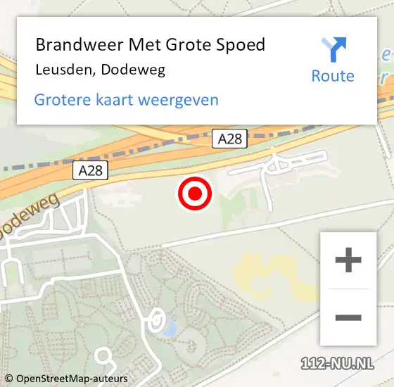 Locatie op kaart van de 112 melding: Brandweer Met Grote Spoed Naar Leusden, Dodeweg op 17 januari 2024 14:05