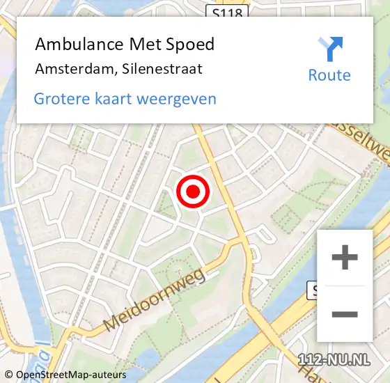 Locatie op kaart van de 112 melding: Ambulance Met Spoed Naar Amsterdam, Silenestraat op 17 januari 2024 14:36