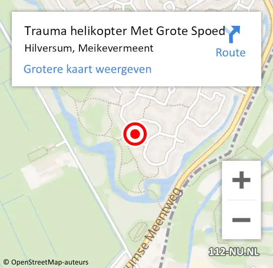 Locatie op kaart van de 112 melding: Trauma helikopter Met Grote Spoed Naar Hilversum, Meikevermeent op 17 januari 2024 14:52