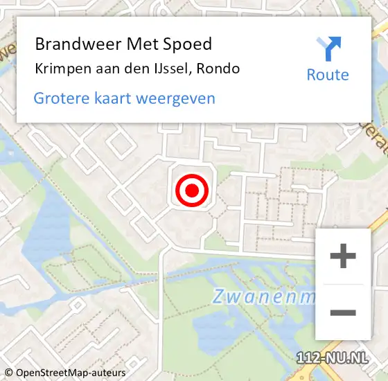 Locatie op kaart van de 112 melding: Brandweer Met Spoed Naar Krimpen aan den IJssel, Rondo op 17 januari 2024 14:54