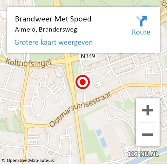 Locatie op kaart van de 112 melding: Brandweer Met Spoed Naar Almelo, Brandersweg op 17 januari 2024 14:58