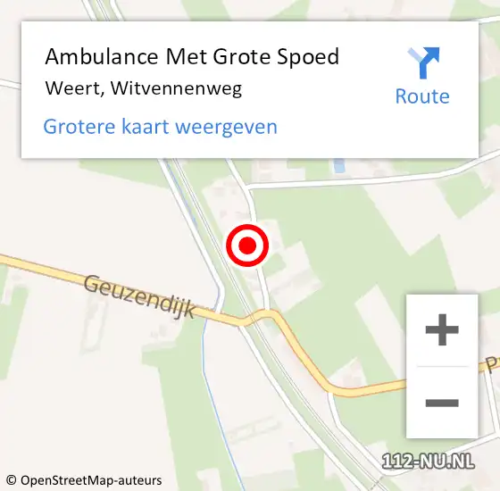 Locatie op kaart van de 112 melding: Ambulance Met Grote Spoed Naar Weert, Witvennenweg op 17 januari 2024 15:20