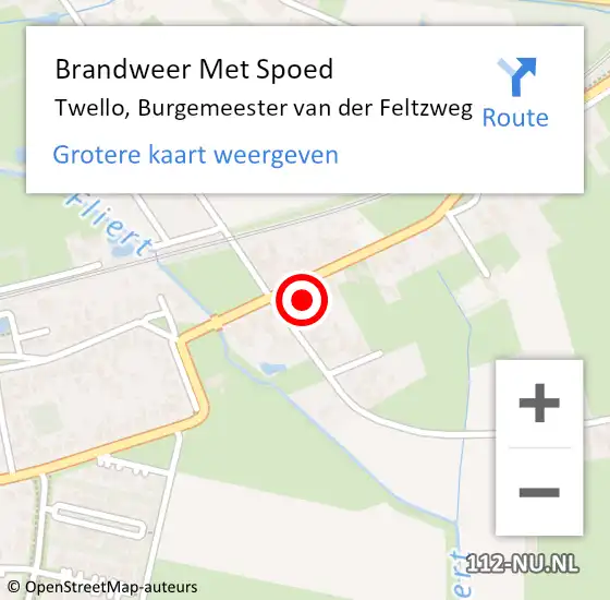 Locatie op kaart van de 112 melding: Brandweer Met Spoed Naar Twello, Burgemeester van der Feltzweg op 17 januari 2024 15:22