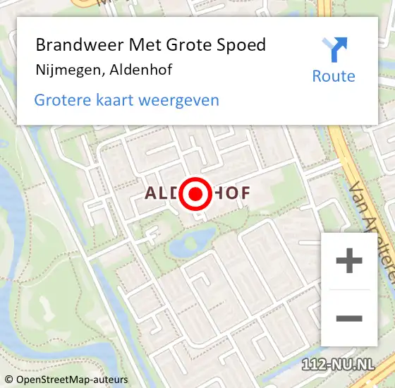 Locatie op kaart van de 112 melding: Brandweer Met Grote Spoed Naar Nijmegen, Aldenhof op 17 januari 2024 16:01