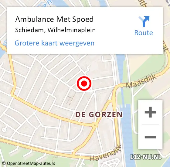 Locatie op kaart van de 112 melding: Ambulance Met Spoed Naar Schiedam, Wilhelminaplein op 17 januari 2024 16:17