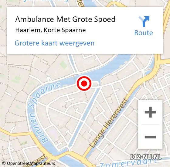 Locatie op kaart van de 112 melding: Ambulance Met Grote Spoed Naar Haarlem, Korte Spaarne op 17 januari 2024 16:20