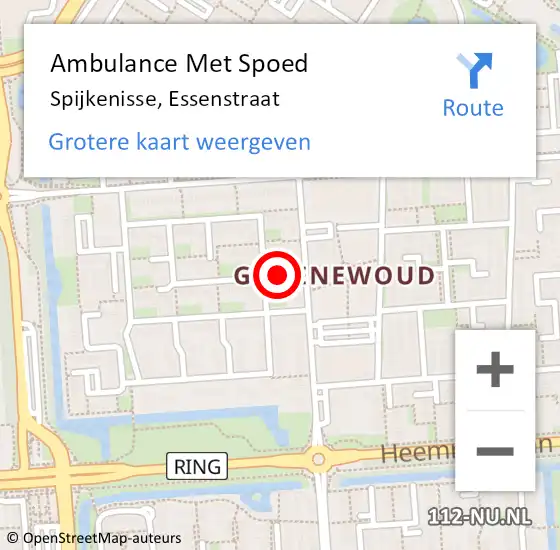 Locatie op kaart van de 112 melding: Ambulance Met Spoed Naar Spijkenisse, Essenstraat op 17 januari 2024 16:27