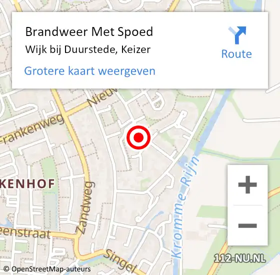 Locatie op kaart van de 112 melding: Brandweer Met Spoed Naar Wijk bij Duurstede, Keizer op 17 januari 2024 16:33