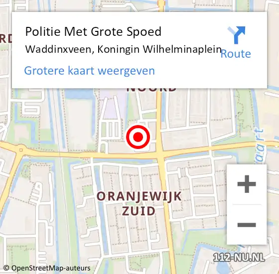 Locatie op kaart van de 112 melding: Politie Met Grote Spoed Naar Waddinxveen, Koningin Wilhelminaplein op 17 januari 2024 16:39