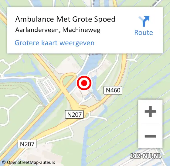 Locatie op kaart van de 112 melding: Ambulance Met Grote Spoed Naar Aarlanderveen, Machineweg op 17 januari 2024 16:42