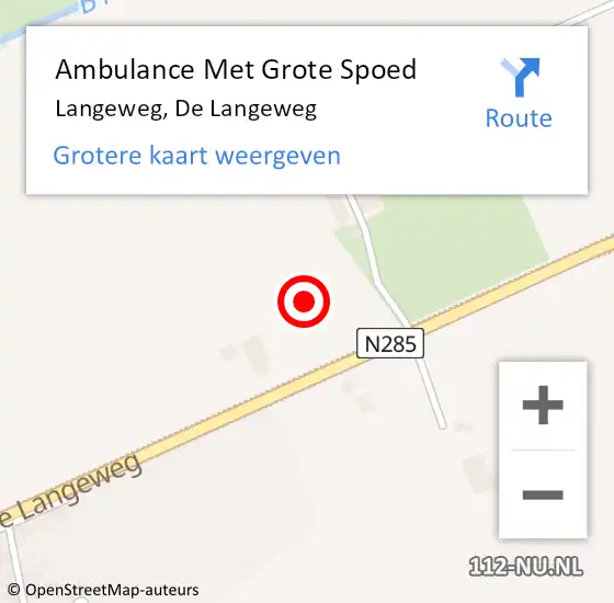 Locatie op kaart van de 112 melding: Ambulance Met Grote Spoed Naar Langeweg, De Langeweg op 17 januari 2024 16:45