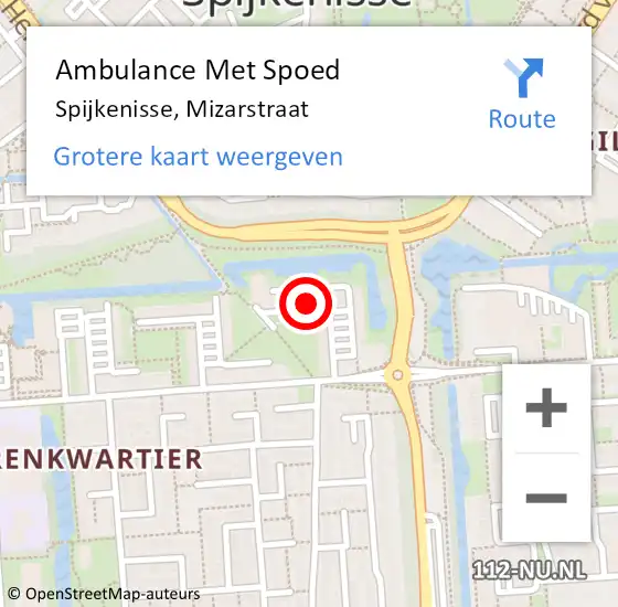Locatie op kaart van de 112 melding: Ambulance Met Spoed Naar Spijkenisse, Mizarstraat op 17 januari 2024 16:49