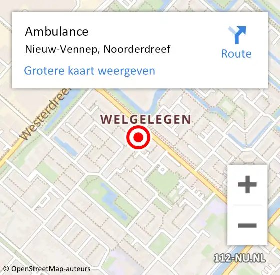 Locatie op kaart van de 112 melding: Ambulance Nieuw-Vennep, Noorderdreef op 17 januari 2024 17:13