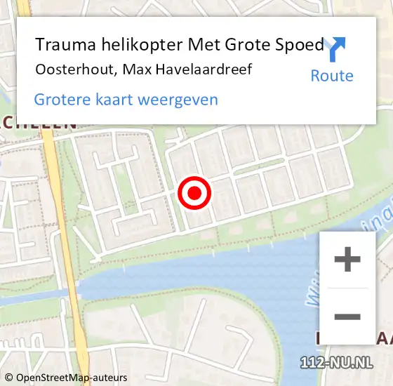 Locatie op kaart van de 112 melding: Trauma helikopter Met Grote Spoed Naar Oosterhout, Max Havelaardreef op 17 januari 2024 17:16