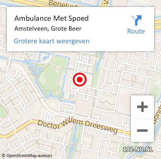 Locatie op kaart van de 112 melding: Ambulance Met Spoed Naar Amstelveen, Grote Beer op 17 januari 2024 17:21