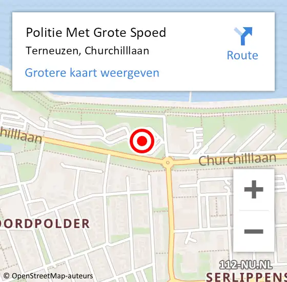 Locatie op kaart van de 112 melding: Politie Met Grote Spoed Naar Terneuzen, Churchilllaan op 17 januari 2024 17:21