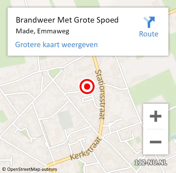 Locatie op kaart van de 112 melding: Brandweer Met Grote Spoed Naar Made, Emmaweg op 17 januari 2024 17:46