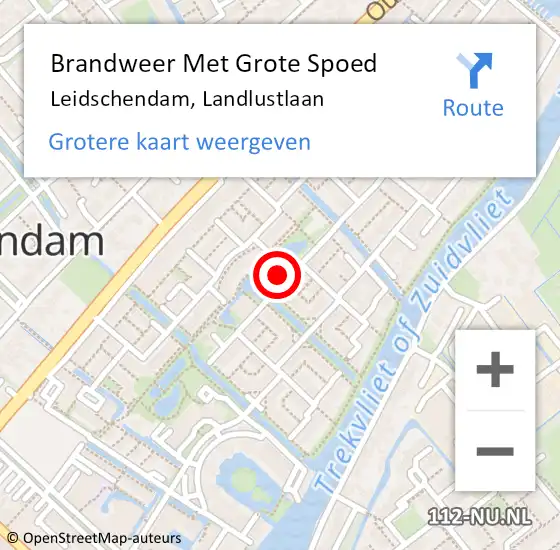 Locatie op kaart van de 112 melding: Brandweer Met Grote Spoed Naar Leidschendam, Landlustlaan op 17 januari 2024 18:01