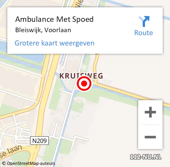 Locatie op kaart van de 112 melding: Ambulance Met Spoed Naar Bleiswijk, Voorlaan op 17 januari 2024 18:09