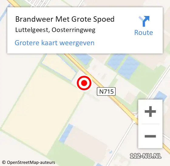 Locatie op kaart van de 112 melding: Brandweer Met Grote Spoed Naar Luttelgeest, Oosterringweg op 22 september 2014 14:43