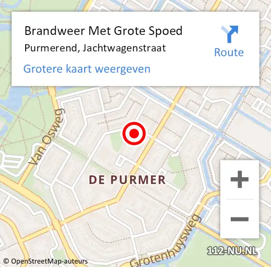 Locatie op kaart van de 112 melding: Brandweer Met Grote Spoed Naar Purmerend, Jachtwagenstraat op 17 januari 2024 18:14