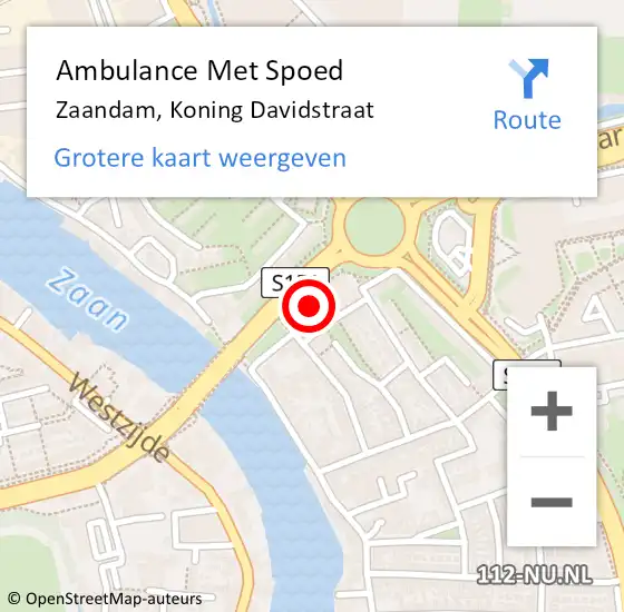 Locatie op kaart van de 112 melding: Ambulance Met Spoed Naar Zaandam, Koning Davidstraat op 17 januari 2024 18:25