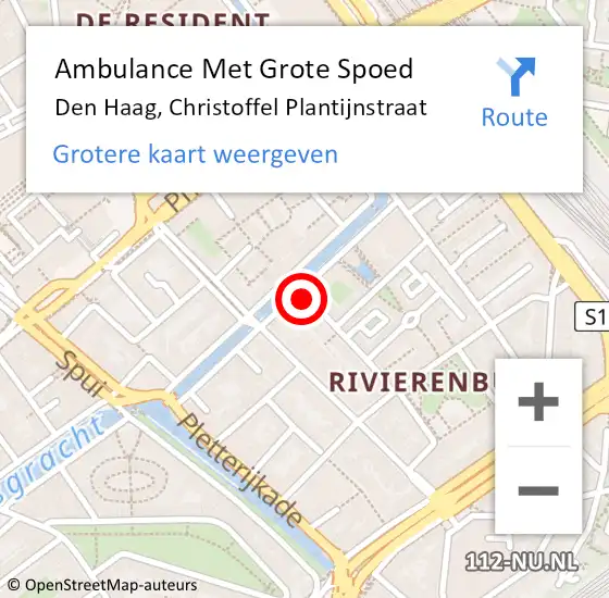 Locatie op kaart van de 112 melding: Ambulance Met Grote Spoed Naar Den Haag, Christoffel Plantijnstraat op 17 januari 2024 18:40