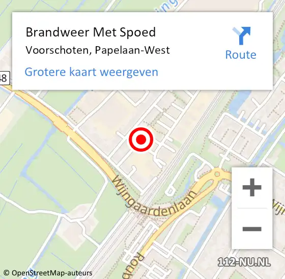 Locatie op kaart van de 112 melding: Brandweer Met Spoed Naar Voorschoten, Papelaan-West op 17 januari 2024 18:57