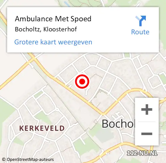 Locatie op kaart van de 112 melding: Ambulance Met Spoed Naar Bocholtz, Kloosterhof op 22 september 2014 14:46
