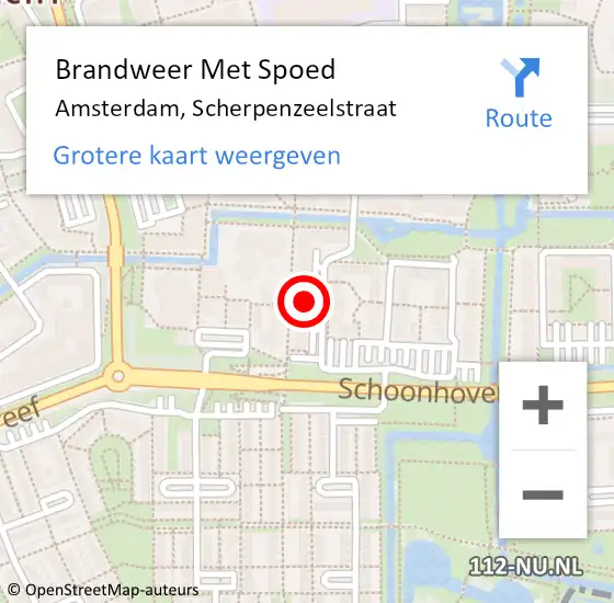 Locatie op kaart van de 112 melding: Brandweer Met Spoed Naar Amsterdam, Scherpenzeelstraat op 17 januari 2024 19:06