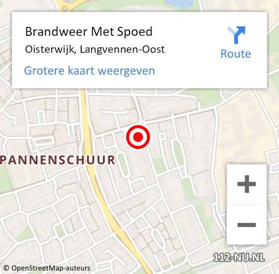 Locatie op kaart van de 112 melding: Brandweer Met Spoed Naar Oisterwijk, Langvennen-Oost op 17 januari 2024 19:15