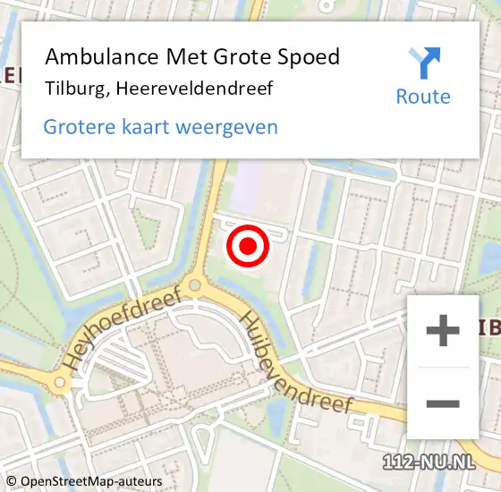 Locatie op kaart van de 112 melding: Ambulance Met Grote Spoed Naar Tilburg, Heereveldendreef op 22 september 2014 14:48
