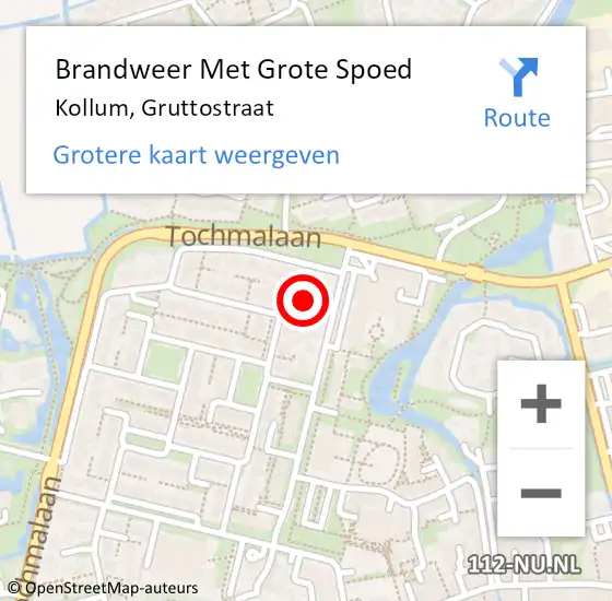 Locatie op kaart van de 112 melding: Brandweer Met Grote Spoed Naar Kollum, Gruttostraat op 17 januari 2024 19:42