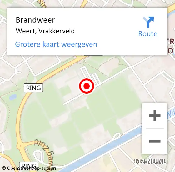 Locatie op kaart van de 112 melding: Brandweer Weert, Vrakkerveld op 17 januari 2024 19:57