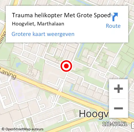 Locatie op kaart van de 112 melding: Trauma helikopter Met Grote Spoed Naar Hoogvliet, Marthalaan op 17 januari 2024 20:37