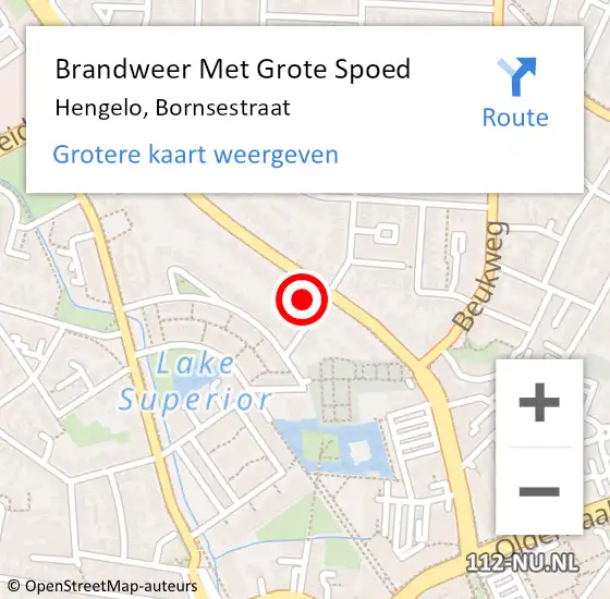 Locatie op kaart van de 112 melding: Brandweer Met Grote Spoed Naar Hengelo, Bornsestraat op 17 januari 2024 21:04