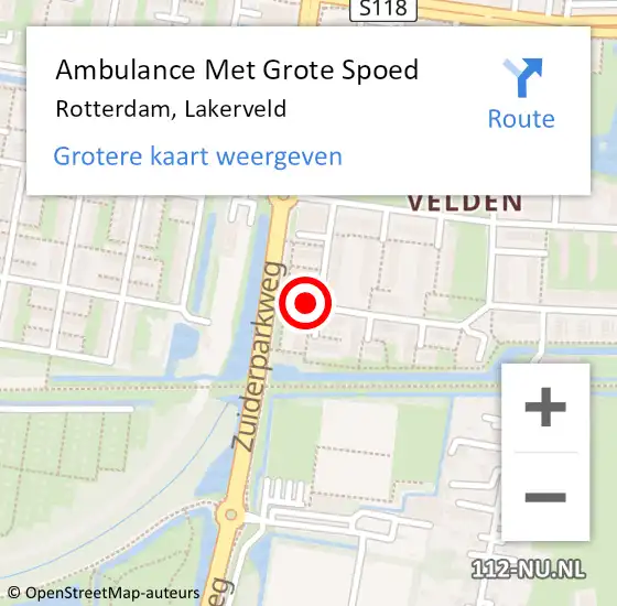 Locatie op kaart van de 112 melding: Ambulance Met Grote Spoed Naar Rotterdam, Lakerveld op 17 januari 2024 21:16
