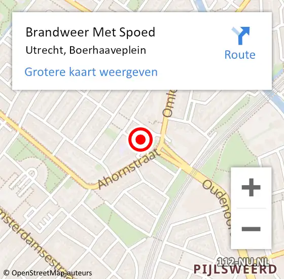 Locatie op kaart van de 112 melding: Brandweer Met Spoed Naar Utrecht, Boerhaaveplein op 17 januari 2024 21:36