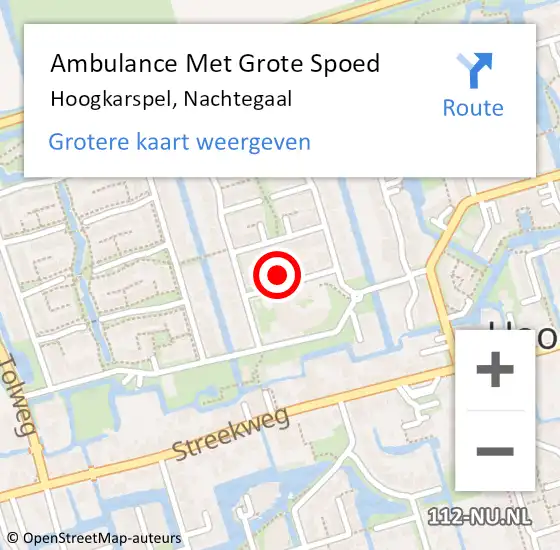 Locatie op kaart van de 112 melding: Ambulance Met Grote Spoed Naar Hoogkarspel, Nachtegaal op 17 januari 2024 22:09