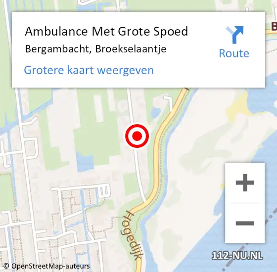 Locatie op kaart van de 112 melding: Ambulance Met Grote Spoed Naar Bergambacht, Broekselaantje op 17 januari 2024 23:39