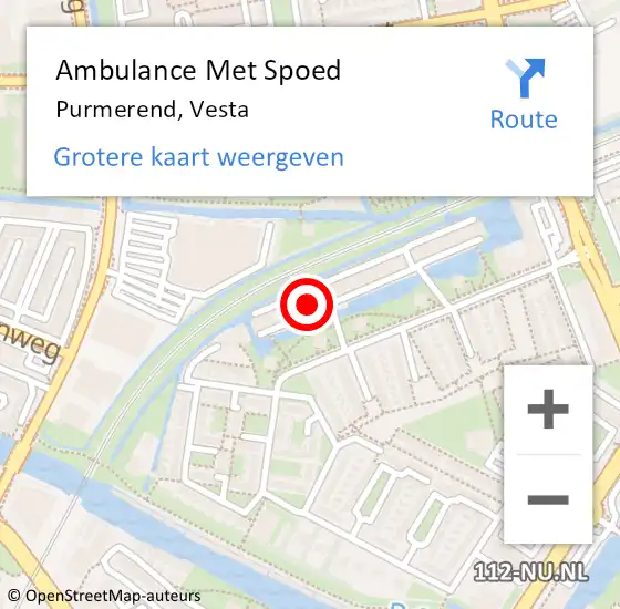 Locatie op kaart van de 112 melding: Ambulance Met Spoed Naar Purmerend, Vesta op 18 januari 2024 00:20