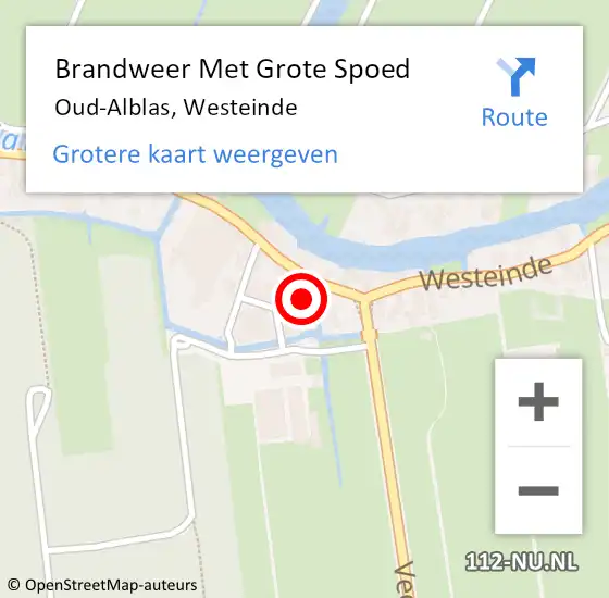 Locatie op kaart van de 112 melding: Brandweer Met Grote Spoed Naar Oud-Alblas, Westeinde op 18 januari 2024 00:34