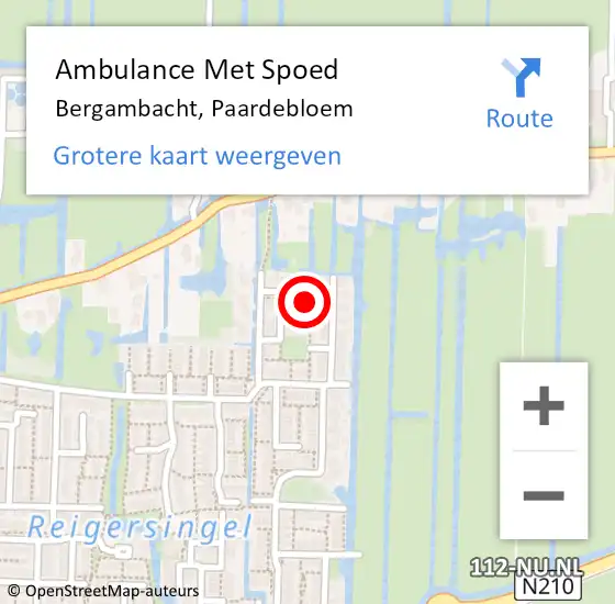 Locatie op kaart van de 112 melding: Ambulance Met Spoed Naar Bergambacht, Paardebloem op 22 september 2014 15:10