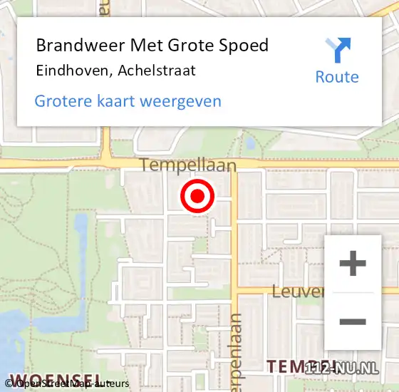 Locatie op kaart van de 112 melding: Brandweer Met Grote Spoed Naar Eindhoven, Achelstraat op 18 januari 2024 01:35