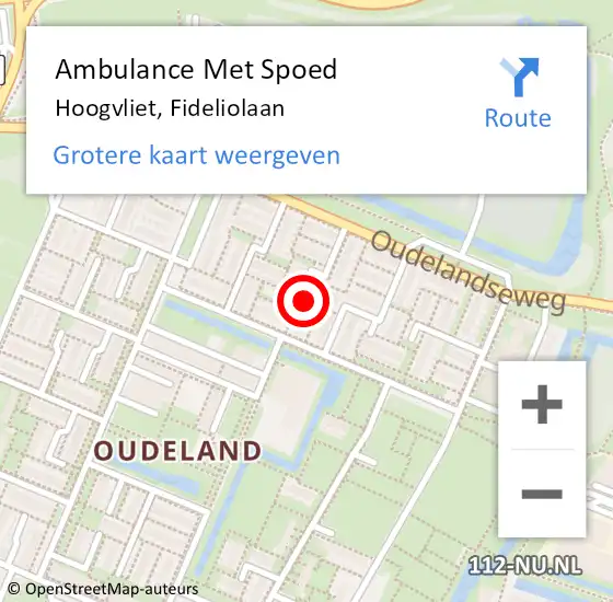 Locatie op kaart van de 112 melding: Ambulance Met Spoed Naar Hoogvliet, Fideliolaan op 18 januari 2024 03:01